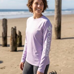 Columbia PFG Omni Shade Long Sleeve T Shirt L Lavender Purple